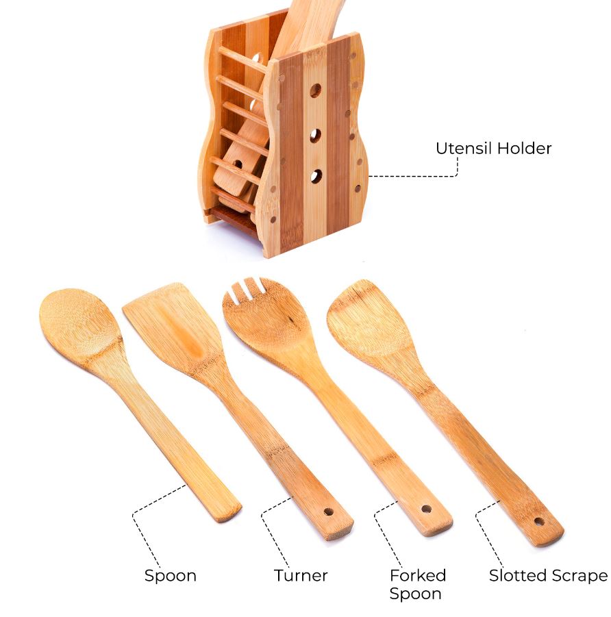 '5Pc Bamboo Kitchen Tool 1x60