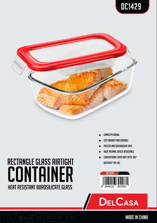 Rectangle Glass Airtight Container