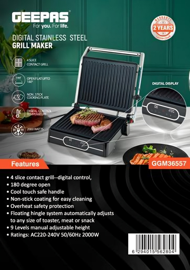 2000 W 4-Slice Grill Maker