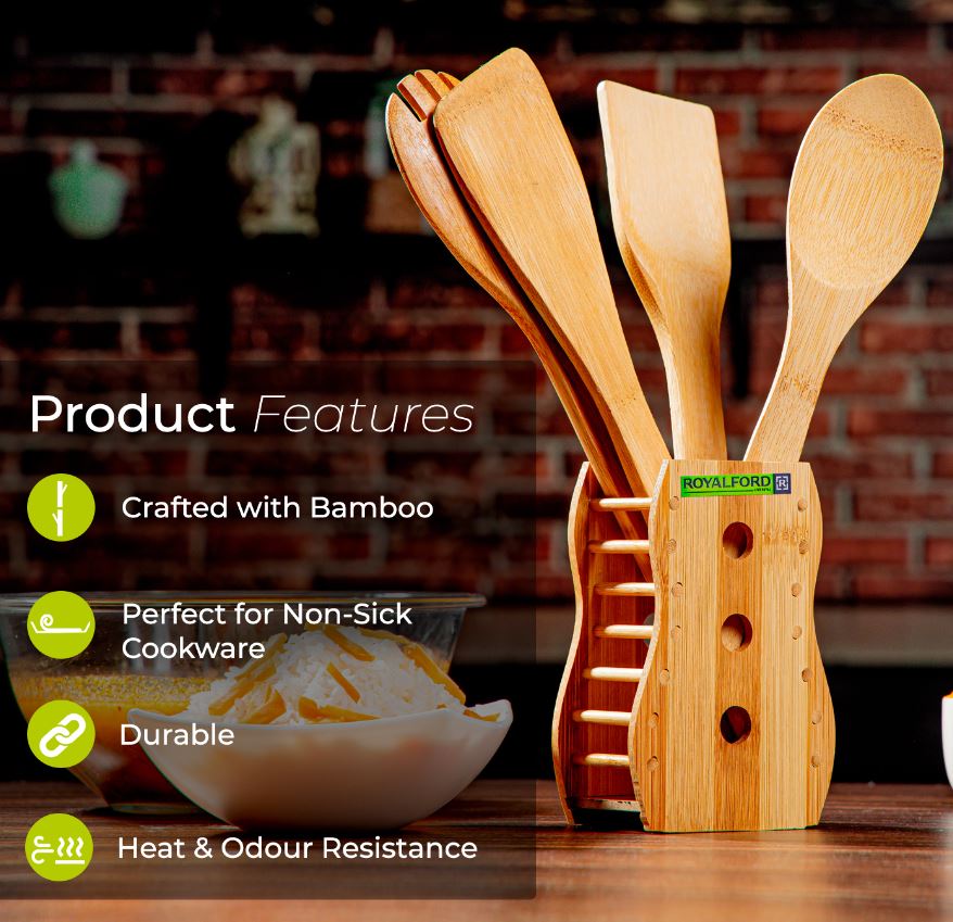 '5Pc Bamboo Kitchen Tool 1x60