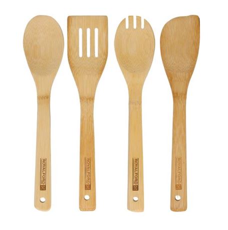 '4Pc Carbonizd Bamboo Kitchn Tools