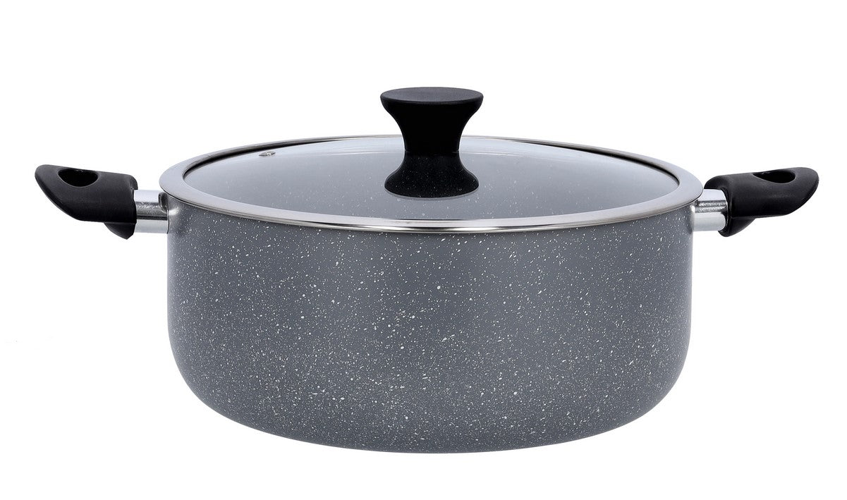 '24CM GraniteCoted Casserole/Glass Lid1X4