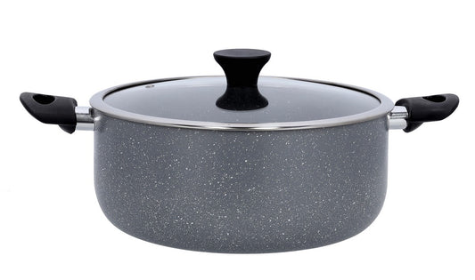 '24CM GraniteCoted Casserole/Glass Lid1X4