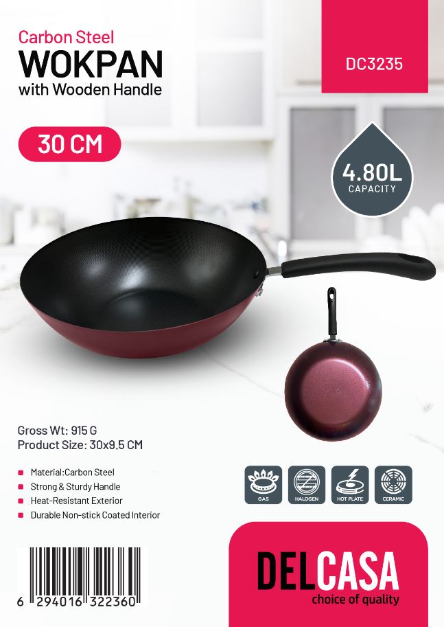 30 cm Carbon Steel Wok Pan