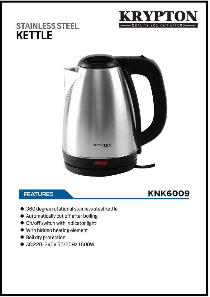 ELECTRIC KETTLE 1500W 1.8L-KRYPTON-MODEL-KNK6009