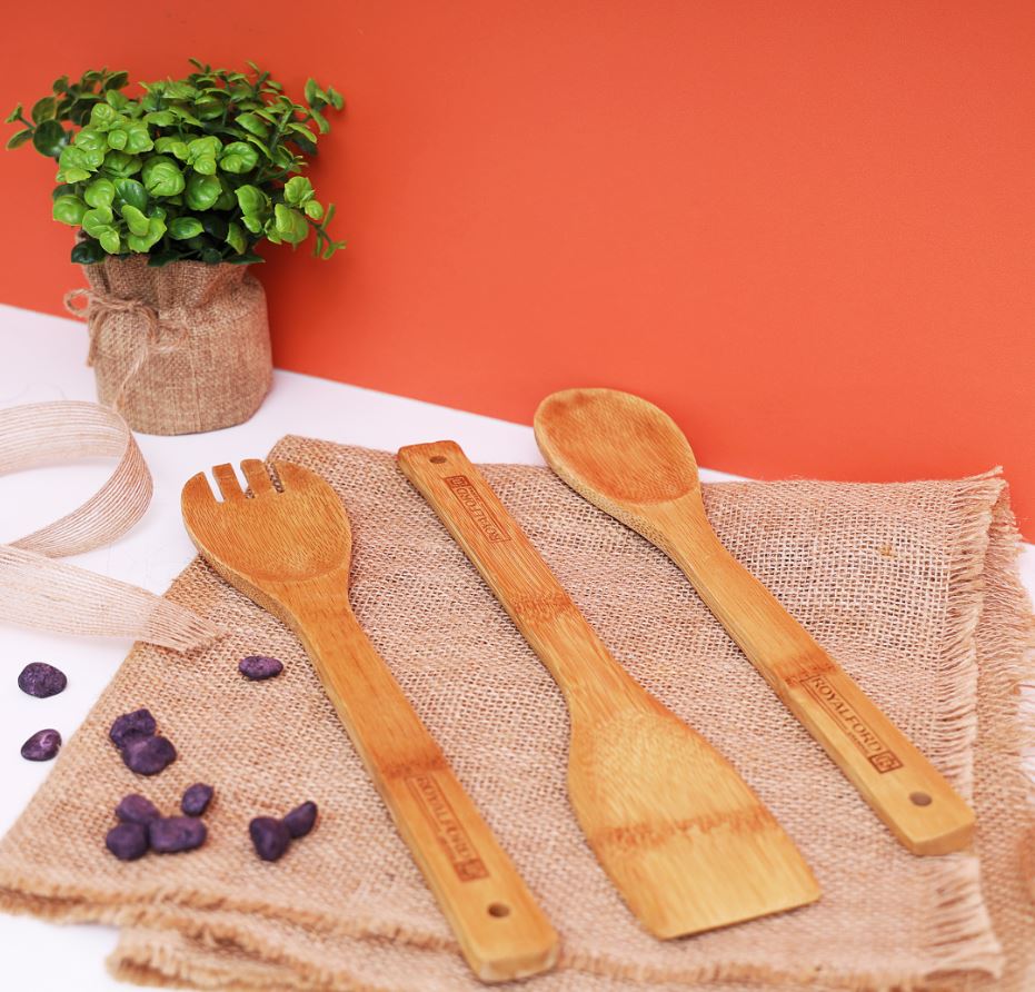 '3 Pcs Bamboo Kitchen Tools Set